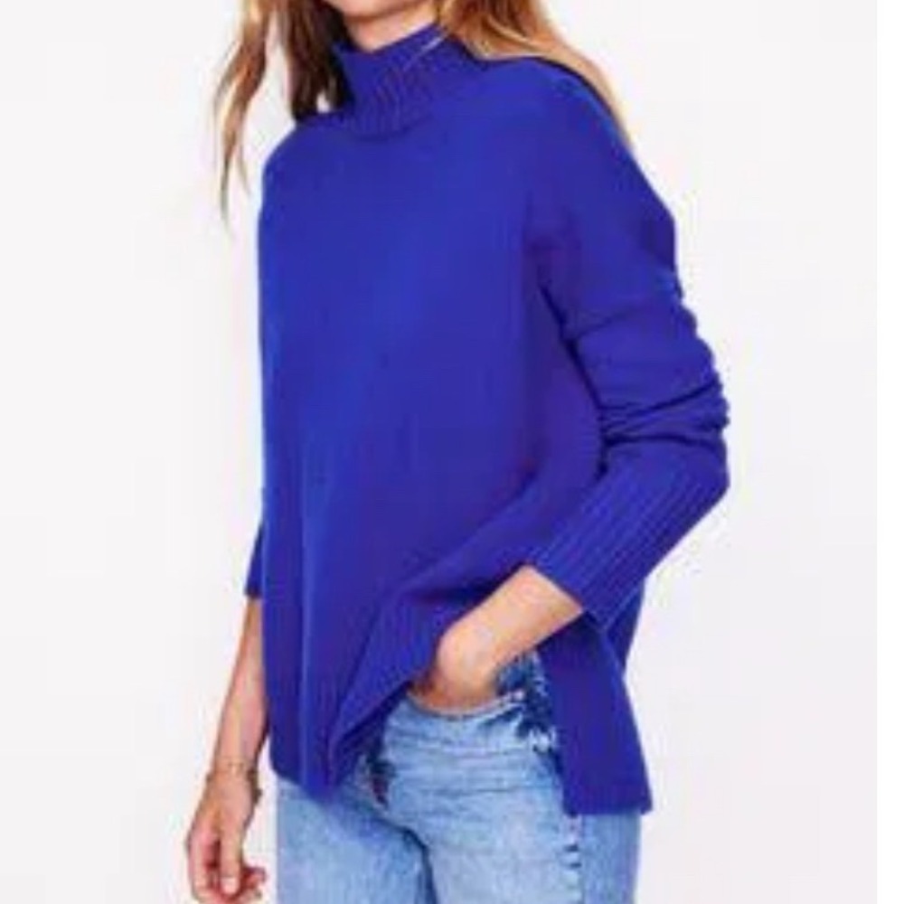 Boden Cobalt Blue Wool Jessica Oversized Jumper Turtleneck Sweater Women's S